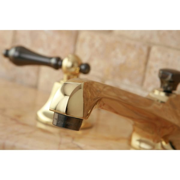 NS4466AL 8 Widespread Bathroom Faucet, Brass/Black Stainless Steel